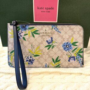 Lucy Spade Flower Floral Medium L-Zip Wristlet